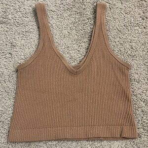 Urban Outfitters Brown Ribbed Crop Top